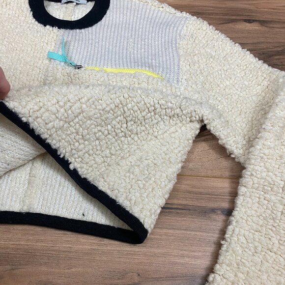 T by Alexander Wang Cropped Sherpa Sweater Women's Size M Color Cream - Picture 7 of 8